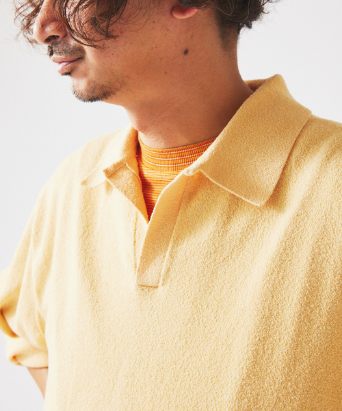 JOURNAL STANDARD relume（ジャーナルスタンダード　レリューム）の「ウォッシャブル ブークレニット スキッパー ポロシャツ（Tシャツ/カットソー・メンズ・ネイビー/スカイブルー/ライトイエロー・MEDIUM/LARGE）」の19枚目の写真