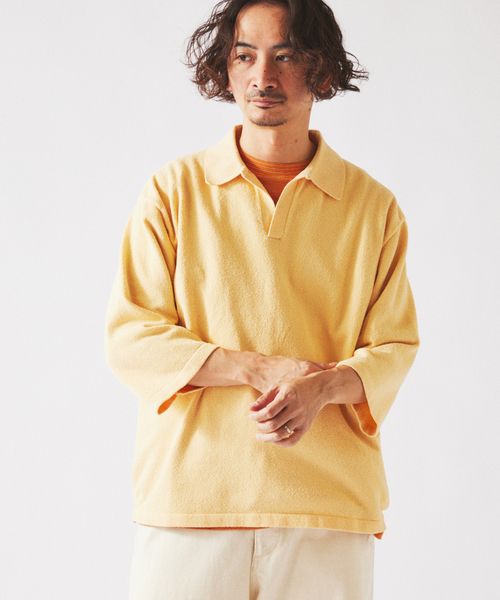 JOURNAL STANDARD relume（ジャーナルスタンダード　レリューム）の「ウォッシャブル ブークレニット スキッパー ポロシャツ（Tシャツ/カットソー・メンズ・ネイビー/スカイブルー/ライトイエロー・MEDIUM/LARGE）」の20枚目の写真