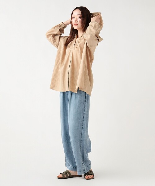 BEAMS HEART（ビームスハート）の「ドビー フーディー ブラウス（シャツ/ブラウス・レディース・ブラック/ベージュ/オフホワイト・FREE）」の13枚目の写真