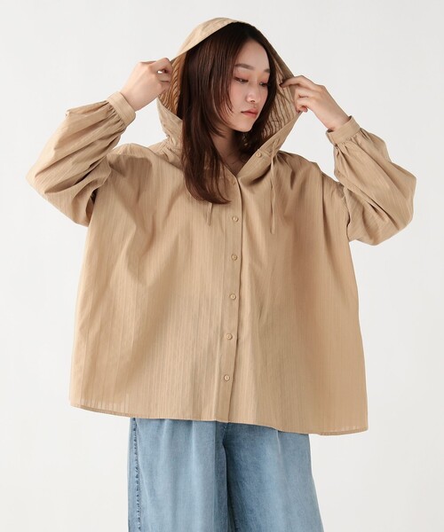 BEAMS HEART（ビームスハート）の「ドビー フーディー ブラウス（シャツ/ブラウス・レディース・ブラック/ベージュ/オフホワイト・FREE）」の15枚目の写真