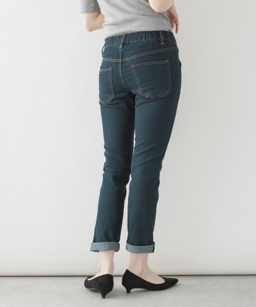 aity(アイティ)の「M-4L 紐付きゴムウエスト スキニーデニムパンツ(デニムパンツ・レディース・ネイビー/ブルー/ワンウォッシュ・3L/LL/L/M/4L)」の8枚目の写真