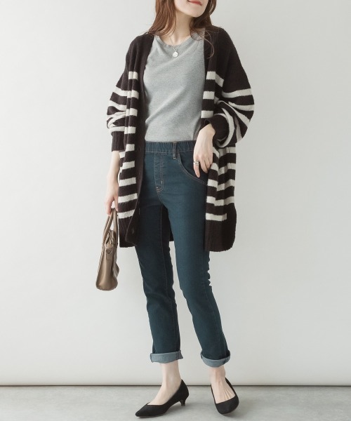 aity(アイティ)の「M-4L 紐付きゴムウエスト スキニーデニムパンツ(デニムパンツ・レディース・ネイビー/ブルー/ワンウォッシュ・3L/LL/L/M/4L)」の9枚目の写真