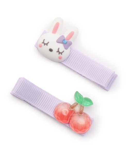 KP DECO（ケーピーデコ）の「mimiちゃん×チェリー ヘアクリップ（バレッタ/ヘアクリップ・キッズ・ピンク/ラベンダー・FREE）」の2枚目の写真