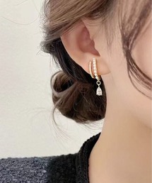 M2SUQARED（エムツースクエア）の「【M2SUQARED/エムツースクエア】ニュアンスパール風＆ラインストーンドロップイヤリング/デザインファッションイヤリング(両耳)（イヤリング）」