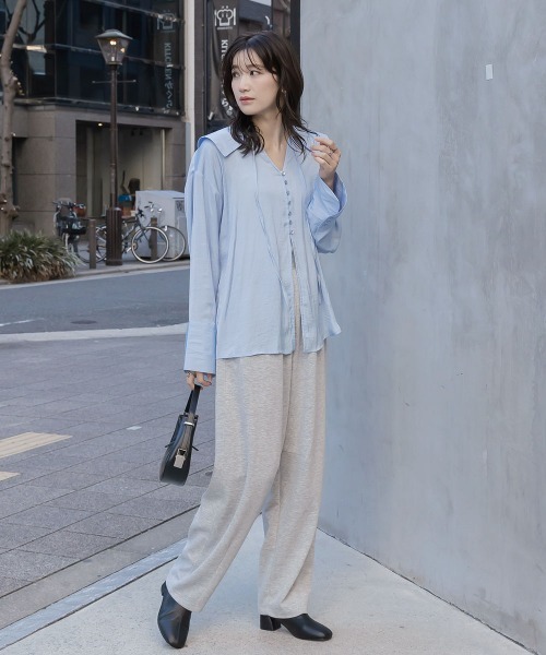 slattgir(スラットジール)の「高身長 セーラーカラーシャツ(トールサイズ)Essenave(シャツ/ブラウス・レディース・ブルー/イエロー・T3L/TLL/TL/TM)」の4枚目の写真