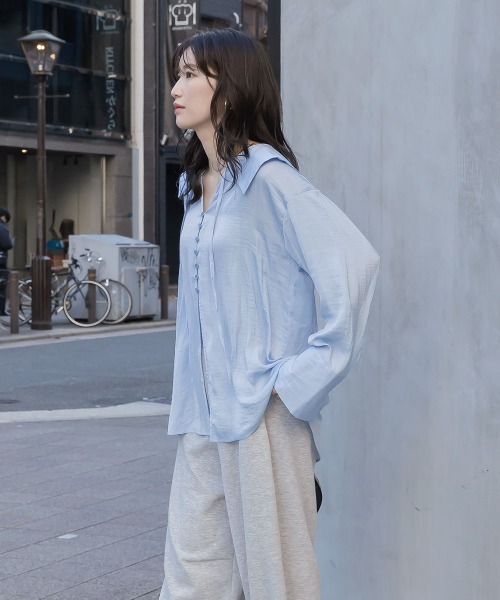 slattgir(スラットジール)の「高身長 セーラーカラーシャツ(トールサイズ)Essenave(シャツ/ブラウス・レディース・ブルー/イエロー・T3L/TLL/TL/TM)」の6枚目の写真