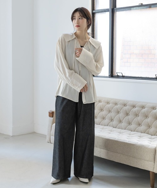 slattgir(スラットジール)の「高身長 セーラーカラーシャツ(トールサイズ)Essenave(シャツ/ブラウス・レディース・ブルー/イエロー・T3L/TLL/TL/TM)」の10枚目の写真
