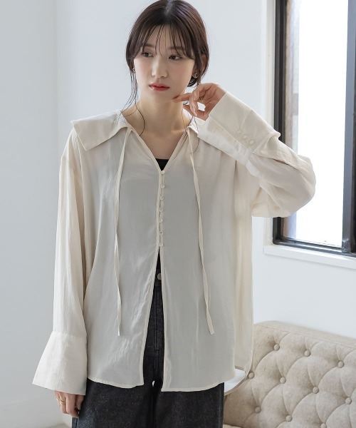slattgir(スラットジール)の「高身長 セーラーカラーシャツ(トールサイズ)Essenave(シャツ/ブラウス・レディース・ブルー/イエロー・T3L/TLL/TL/TM)」の13枚目の写真