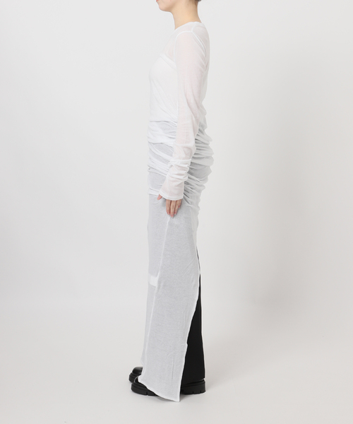 JOURNAL STANDARD（ジャーナルスタンダード）の「別注【Ayumi.Hamamoto×JOURNALSTANDARD】Draping Sheer Dress（ワンピース・レディース・チャコールグレー/ホワイト・FREE）」の7枚目の写真