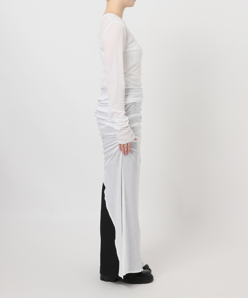 JOURNAL STANDARD（ジャーナルスタンダード）の「別注【Ayumi.Hamamoto×JOURNALSTANDARD】Draping Sheer Dress（ワンピース・レディース・チャコールグレー/ホワイト・FREE）」の9枚目の写真