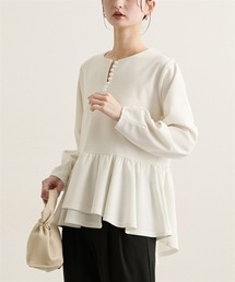 nissen | パール調ビジューペプラムカットソートップス【セットアップ対応】(Tシャツ/カットソー)