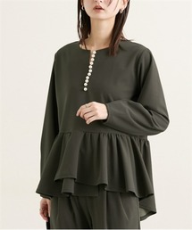 nissen（ニッセン）の「パール調ビジューペプラムカットソートップス【セットアップ対応】（Tシャツ/カットソー）」