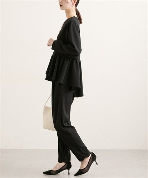 nissen（ニッセン）の「パール調ビジューペプラムカットソートップス【セットアップ対応】（Tシャツ/カットソー・レディース・チャコール/ブラック/オフホワイト・L/M）」の12枚目の写真