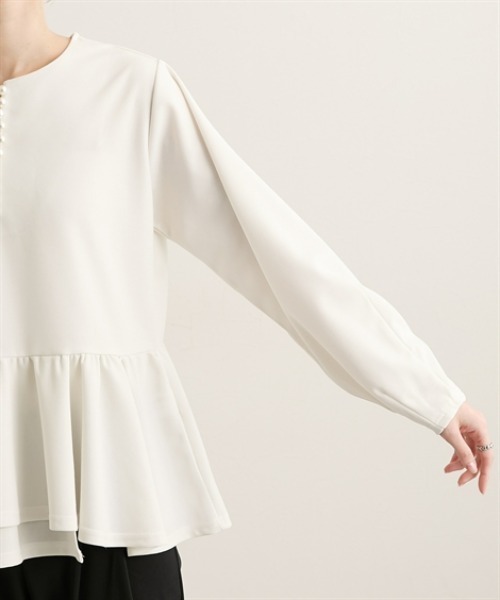 nissen（ニッセン）の「パール調ビジューペプラムカットソートップス【セットアップ対応】（Tシャツ/カットソー・レディース・チャコール/ブラック/オフホワイト・L/M）」の20枚目の写真