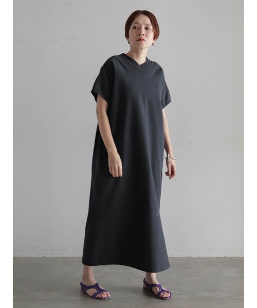 コットンポリニットコンビ Vネックワンピース | NOMBRE IMPAIR