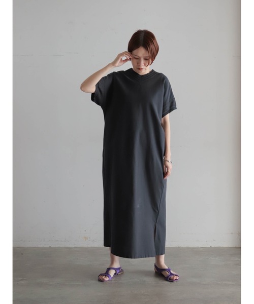 コットンポリニットコンビ Vネックワンピース | NOMBRE IMPAIR
