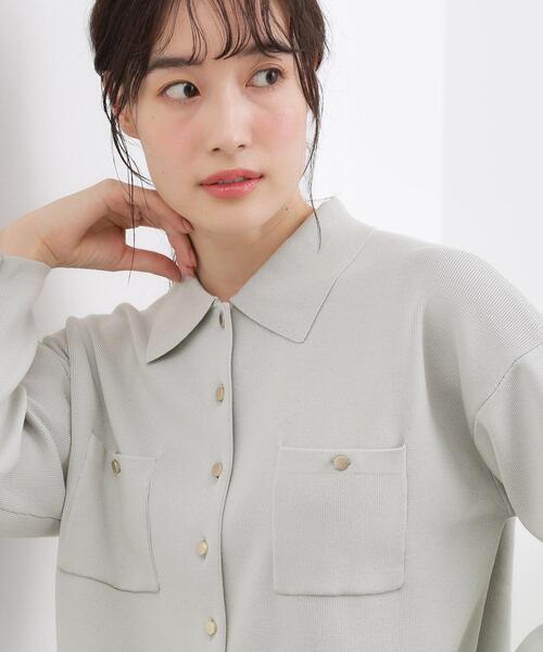 grove（グローブ）の「コットンブレンド襟付きカーディガン（カーディガン/ボレロ・レディース・ライトグレー系9/ネイビー/ダークグリーン/ブラック系4/オフホワイト・02/03/04）」の10枚目の写真