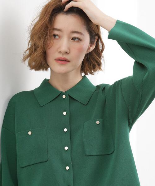 grove（グローブ）の「コットンブレンド襟付きカーディガン（カーディガン/ボレロ・レディース・ライトグレー系9/ネイビー/ダークグリーン/ブラック系4/オフホワイト・02/03/04）」の16枚目の写真