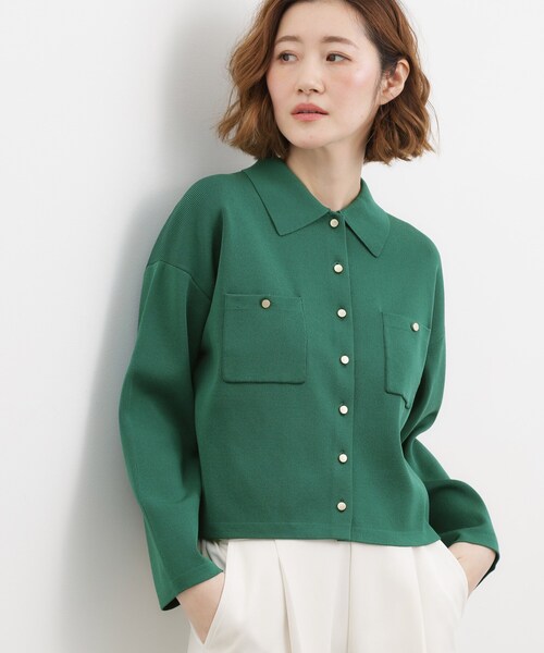 grove（グローブ）の「コットンブレンド襟付きカーディガン（カーディガン/ボレロ・レディース・ライトグレー系9/ネイビー/ダークグリーン/ブラック系4/オフホワイト・02/03/04）」の17枚目の写真