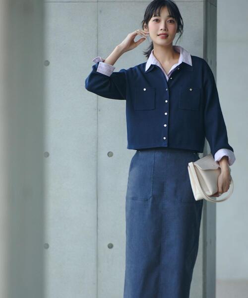 grove（グローブ）の「コットンブレンド襟付きカーディガン（カーディガン/ボレロ・レディース・ライトグレー系9/ネイビー/ダークグリーン/ブラック系4/オフホワイト・02/03/04）」の22枚目の写真