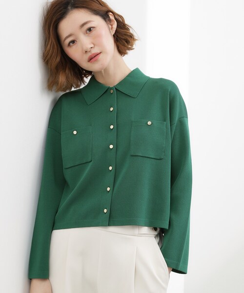 grove（グローブ）の「コットンブレンド襟付きカーディガン（カーディガン/ボレロ・レディース・ライトグレー系9/ネイビー/ダークグリーン/ブラック系4/オフホワイト・02/03/04）」の15枚目の写真