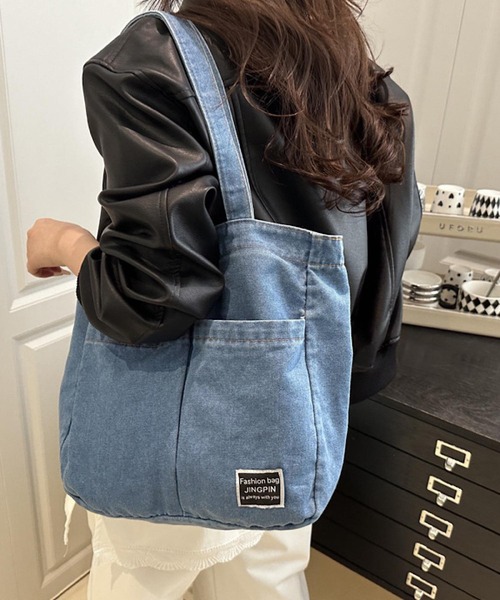 VIBGYOR（ヴィブジョー）の「Mignonjour/デニムトートバッグM2539（トートバッグ・レディース・ライトブルー/ブルー・FREE）」の3枚目の写真