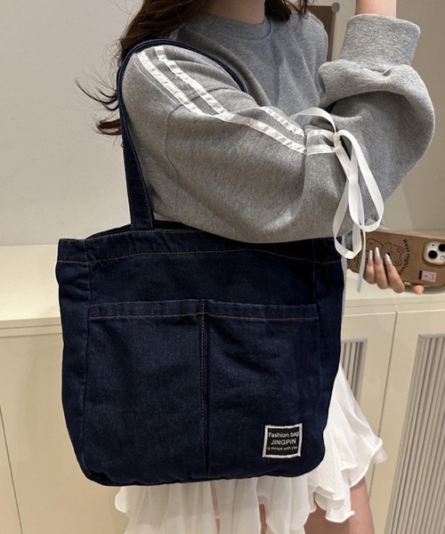 VIBGYOR（ヴィブジョー）の「Mignonjour/デニムトートバッグM2539（トートバッグ・レディース・ライトブルー/ブルー・FREE）」の6枚目の写真