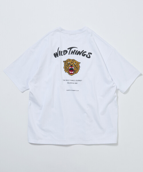 FREAK'S STORE(フリークスストア)の「限定展開 WILD THINGS×FREAK'S STORE ワイルドシングス 別注 ビッグシルエット タイガーモチーフ バック刺繍 ワッペン Tシャツ(Tシャツ/カットソー・メンズ・杢グレー/ホワイト/ブラウン/ブラック/グレイッシュベージュ/ピンク・SMALL/LARGE/MEDIUM)」の7枚目の写真