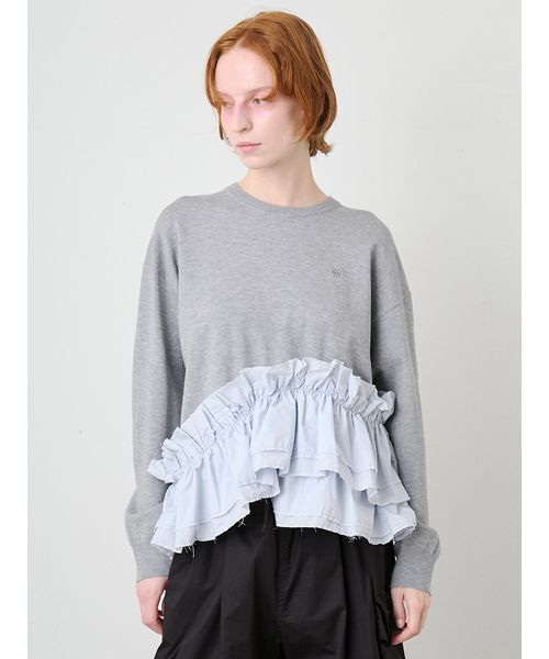 SORIN(ソリン )の「Ruffled Hem Big Knit/ラッフルヘム ビッグニット(ニット/セーター・レディース・その他/ブラック/ダークグレー・38)」の2枚目の写真