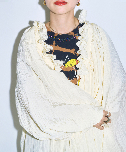 CITYSHOP(シティーショップ)の「SHAKA SHAKA BLOUSE:ブラウス(シャツ/ブラウス・レディース・ブラック/アイボリー・FREE)」の11枚目の写真