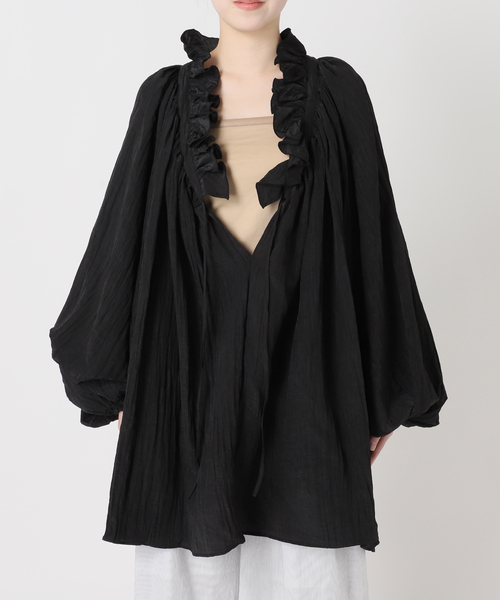 CITYSHOP(シティーショップ)の「SHAKA SHAKA BLOUSE:ブラウス(シャツ/ブラウス・レディース・ブラック/アイボリー・FREE)」の14枚目の写真