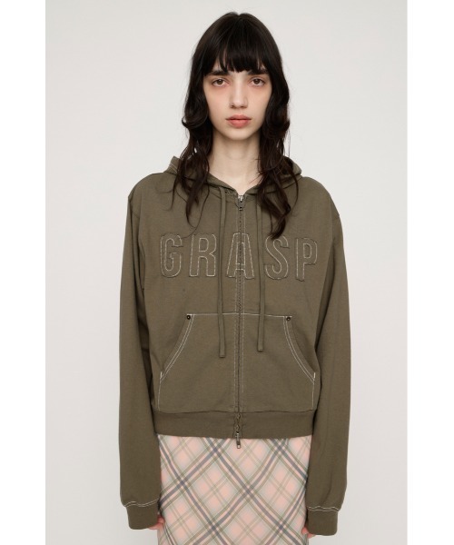 SLY(スライ)の「APPLIQUE LOGO HOODIE アップリケロゴフーディー 春服 ジップパーカー(パーカー・レディース・ライトブラック/ネイビー/カーキ/ライトブルー・FREE)」の12枚目の写真