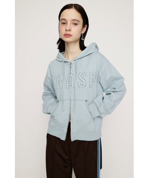 SLY(スライ)の「APPLIQUE LOGO HOODIE アップリケロゴフーディー 春服 ジップパーカー(パーカー・レディース・ライトブラック/ネイビー/カーキ/ライトブルー・FREE)」の17枚目の写真