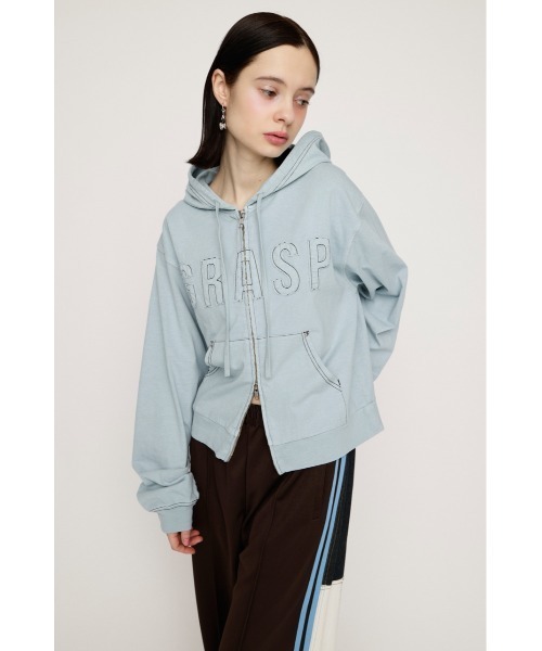 SLY(スライ)の「APPLIQUE LOGO HOODIE アップリケロゴフーディー 春服 ジップパーカー(パーカー・レディース・ライトブラック/ネイビー/カーキ/ライトブルー・FREE)」の18枚目の写真