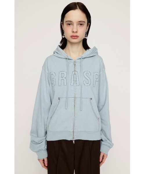 SLY(スライ)の「APPLIQUE LOGO HOODIE アップリケロゴフーディー 春服 ジップパーカー(パーカー・レディース・ライトブラック/ネイビー/カーキ/ライトブルー・FREE)」の20枚目の写真