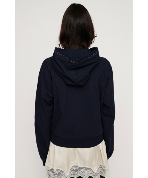 SLY(スライ)の「APPLIQUE LOGO HOODIE アップリケロゴフーディー 春服 ジップパーカー(パーカー・レディース・ライトブラック/ネイビー/カーキ/ライトブルー・FREE)」の16枚目の写真