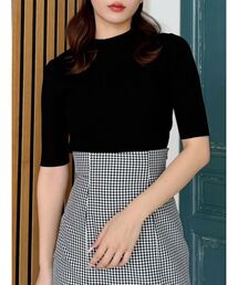 MERCURYDUO | ハーフスリーブリブニット(ニット/セーター)