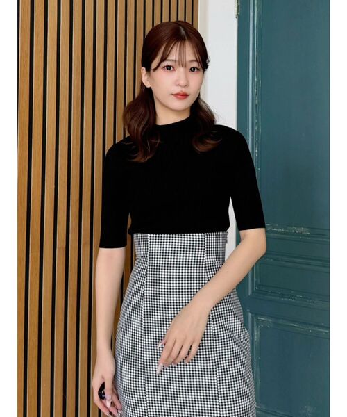 MERCURYDUO（マーキュリーデュオ）の「ハーフスリーブリブニット（ニット/セーター・レディース・オフホワイト/ブラック/チャコールグレー・FREE）」の22枚目の写真