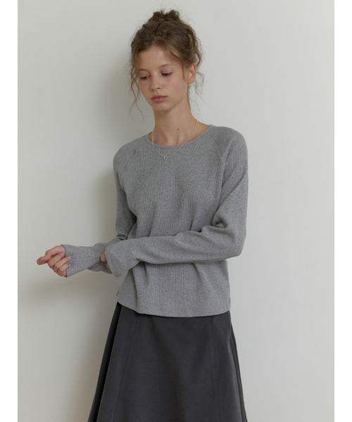 THEMITTEN（ザ・ミトン）の「[4th] Raglan waffle t-shirt (gray)（Tシャツ/カットソー・レディース・その他・FREE）」の2枚目の写真