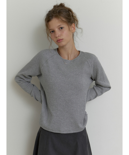 THEMITTEN（ザ・ミトン）の「[4th] Raglan waffle t-shirt (gray)（Tシャツ/カットソー・レディース・その他・FREE）」の3枚目の写真