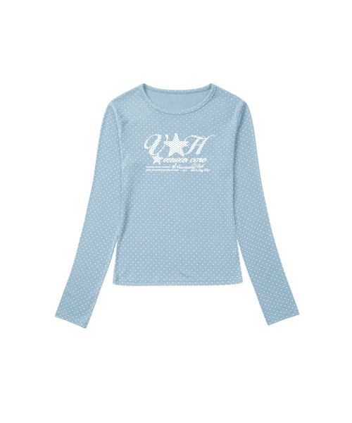 VENHIT(ベンヒット)の「VHスターロゴドットスリムフィットロングスリーブ_ライトブルー(Tシャツ/カットソー・レディース・ブルー/ライトブルー・SMALL/MEDIUM/LARGE)」の1枚目の写真