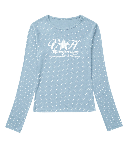 VENHIT(ベンヒット)の「VHスターロゴドットスリムフィットロングスリーブ_ライトブルー(Tシャツ/カットソー・レディース・ブルー/ライトブルー・SMALL/MEDIUM/LARGE)」の3枚目の写真