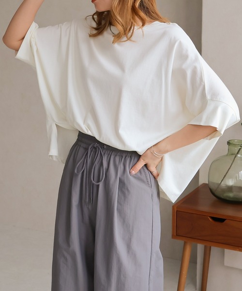 Social GIRL(ソーシャルガール)の「【RS】【Social GIRL】スリットドルマンムジロゴTシャツ(Tシャツ/カットソー・レディース・ブラック/ベージュ系その他/オフホワイト/イエロー・M)」の6枚目の写真