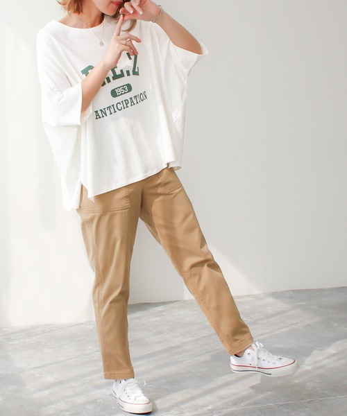 Social GIRL(ソーシャルガール)の「【RS】【Social GIRL】スリットドルマンムジロゴTシャツ(Tシャツ/カットソー・レディース・ブラック/ベージュ系その他/オフホワイト/イエロー・M)」の11枚目の写真