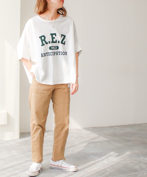 Social GIRL(ソーシャルガール)の「【RS】【Social GIRL】スリットドルマンムジロゴTシャツ(Tシャツ/カットソー・レディース・ブラック/ベージュ系その他/オフホワイト/イエロー・M)」の12枚目の写真