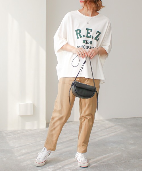 Social GIRL(ソーシャルガール)の「【RS】【Social GIRL】スリットドルマンムジロゴTシャツ(Tシャツ/カットソー・レディース・ブラック/ベージュ系その他/オフホワイト/イエロー・M)」の13枚目の写真