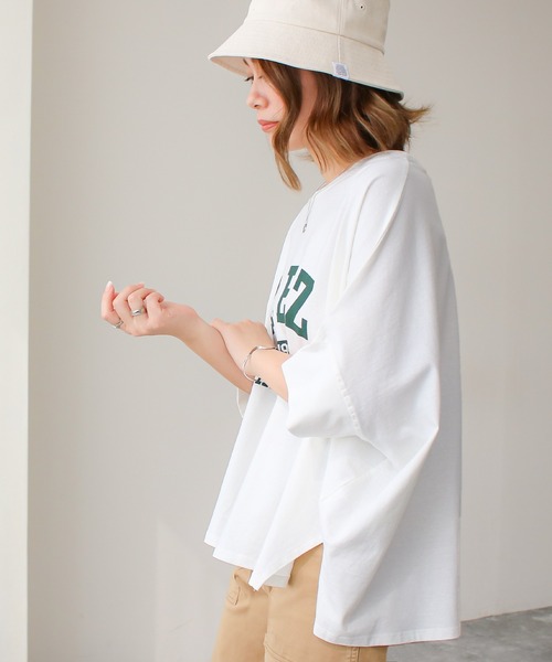 Social GIRL(ソーシャルガール)の「【RS】【Social GIRL】スリットドルマンムジロゴTシャツ(Tシャツ/カットソー・レディース・ブラック/ベージュ系その他/オフホワイト/イエロー・M)」の15枚目の写真