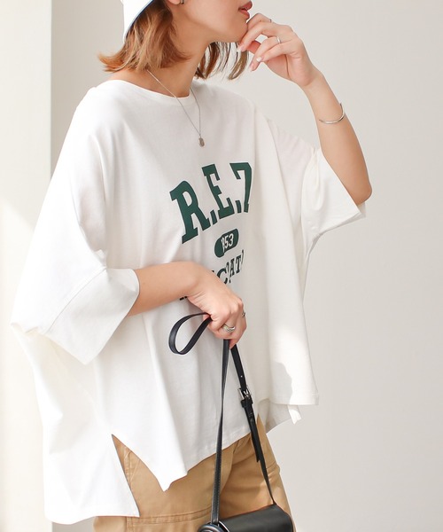 Social GIRL(ソーシャルガール)の「【RS】【Social GIRL】スリットドルマンムジロゴTシャツ(Tシャツ/カットソー・レディース・ブラック/ベージュ系その他/オフホワイト/イエロー・M)」の16枚目の写真