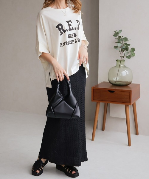 Social GIRL(ソーシャルガール)の「【RS】【Social GIRL】スリットドルマンムジロゴTシャツ(Tシャツ/カットソー・レディース・ブラック/ベージュ系その他/オフホワイト/イエロー・M)」の20枚目の写真