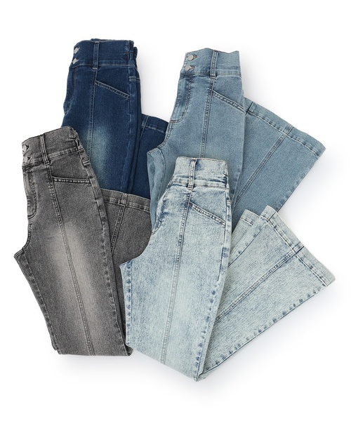 LOVETOXIC（ラブトキシック）の「【ストレッチ】スタイルアップフレアデニムパンツ（その他パンツ・キッズ・サックスブルー/ネイビー/ブルー/グレー・S:140cm/L:160cm/M:150cm/130cm）」の8枚目の写真